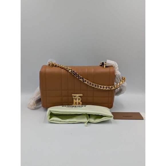 Burberry Small Lola Lambskin Quilted Exploded Check Chain Bag Marple Bro… - Picture 13 of 16